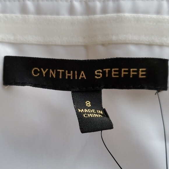 NWT CYNTHIA STEFFE GRAY CREAM STRAPLESS SHEATH DRESS FLORAL CHIFFON SATIN SIZE 8 - Picture 6 of 16